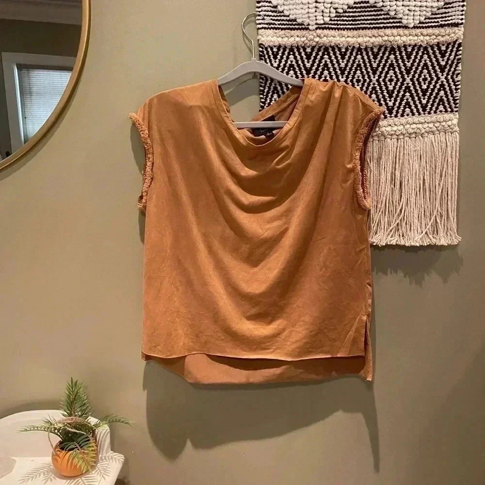 LUMIERE TAN FAUX SUEDE TANK TOP